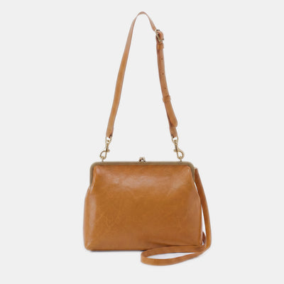 Alba Frame Large Shoulder Bag In Polished Leather - Burnished Tan