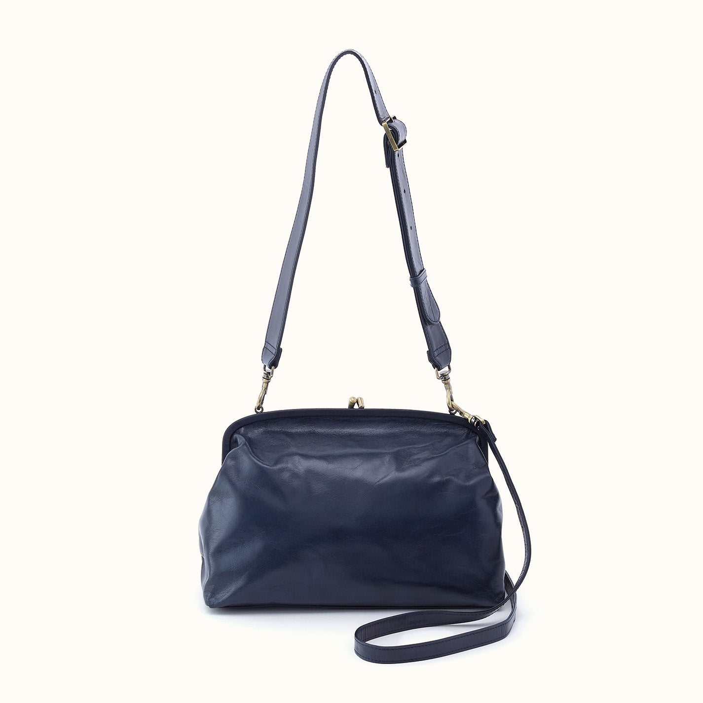 Alba Frame Large Shoulder in Polished Leather - Ink Navy – HOBO