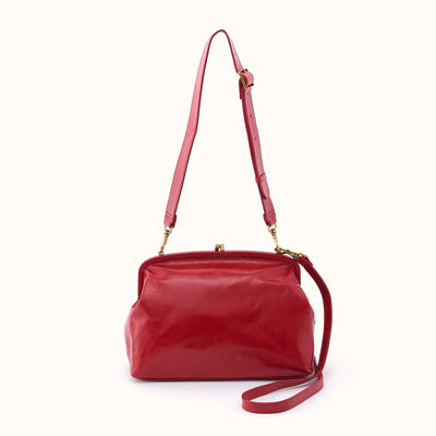 Alba Frame Large Shoulder in Polished Leather - True Red