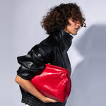 Alba Frame Large Shoulder in Polished Leather - True Red