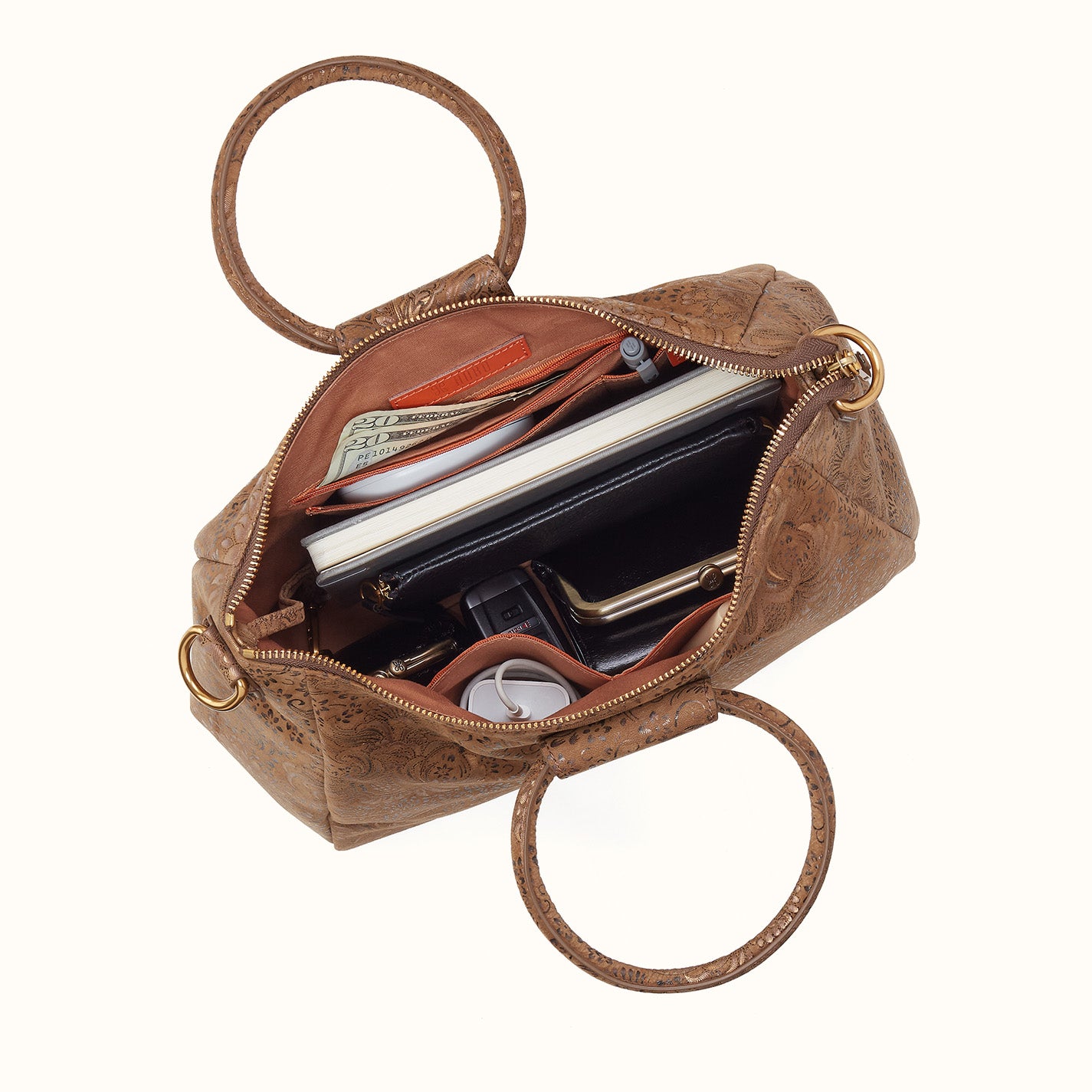 【美品・ほぼ未使用】Level-M056-117 Sheila Medium Satchel In Printed Leather - Mink Folklore – HOBO