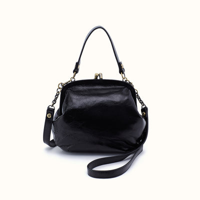 Alba Frame Crossbody In Polished Leather - Black