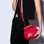 Alba Frame Crossbody In Polished Leather - True Red
