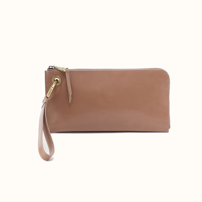 Jett Wristlet In Polished Leather - Woodsmoke
