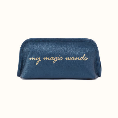 Beauty Brush Case In Metallic Leather - Blue Mercury