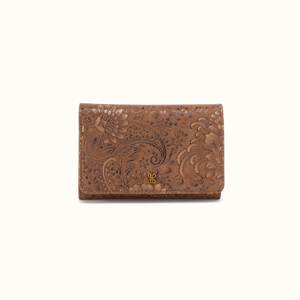 Jill Trifold Wallet In Printed Leather - Mink Folklore – HOBO