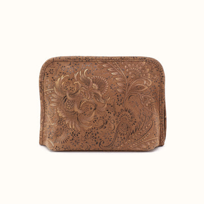 Beauty Cosmetic Pouch In Printed Leather - Mink Folklore