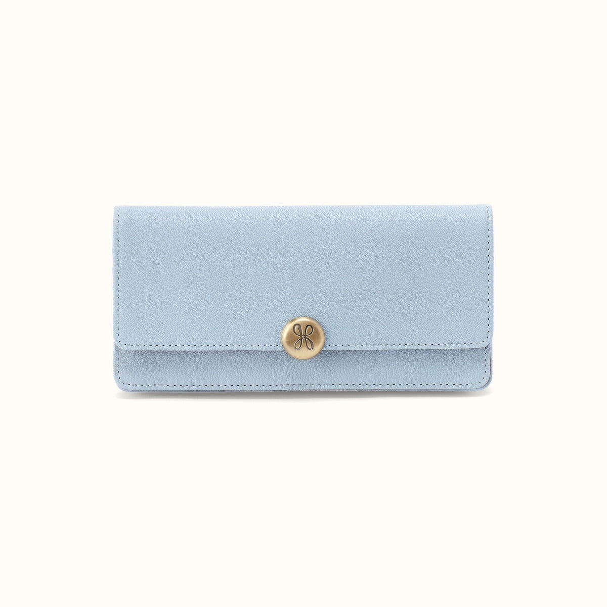 Hutton Large Wallet In Micrograin Leather - Dusted Sky- FOL