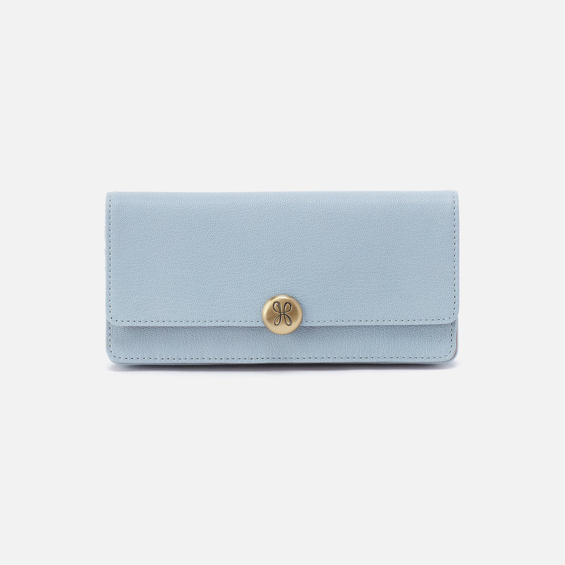 Hutton Large Wallet In Micrograin Leather - Dusted Sky