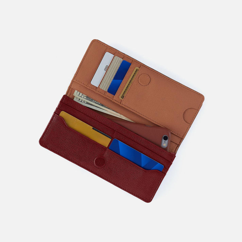 Hutton Large Wallet in Micrograin Leather - Red Dahlia