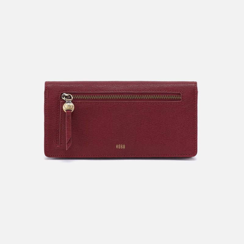 Hutton Large Wallet in Micrograin Leather - Red Dahlia