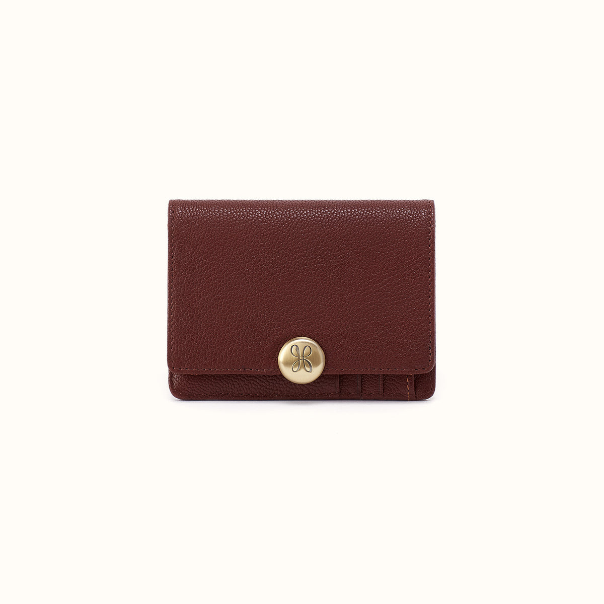 Hutton Small Wallet in Micrograin Leather - Brown Bear- FOL