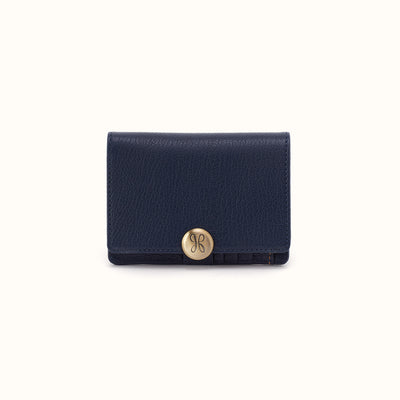 Hutton Small Wallet In Micrograin Leather - Ink Navy