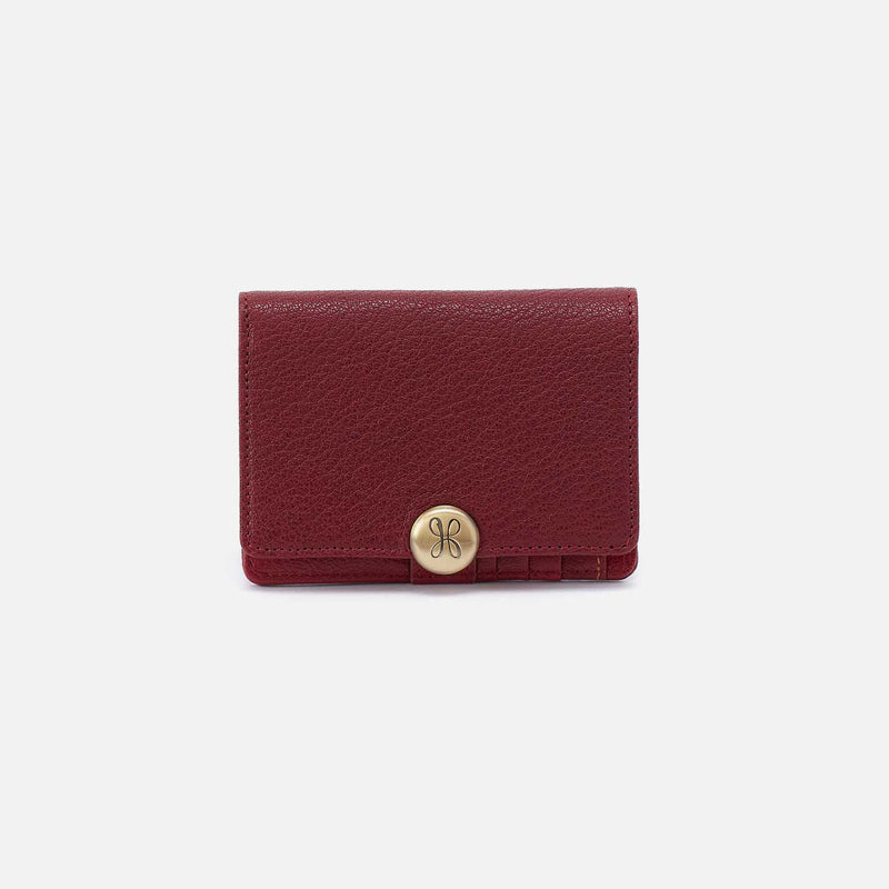 Hutton Small Wallet in Micrograin Leather - Red Dahlia