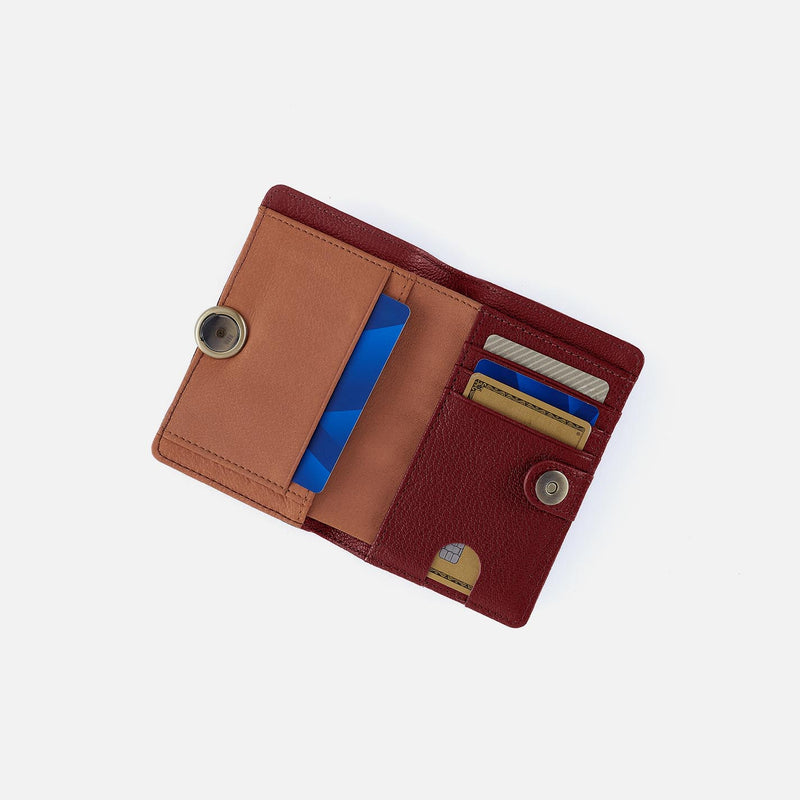 Hutton Small Wallet in Micrograin Leather - Red Dahlia