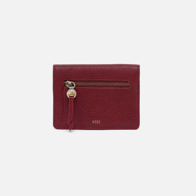 Hutton Small Wallet in Micrograin Leather - Red Dahlia