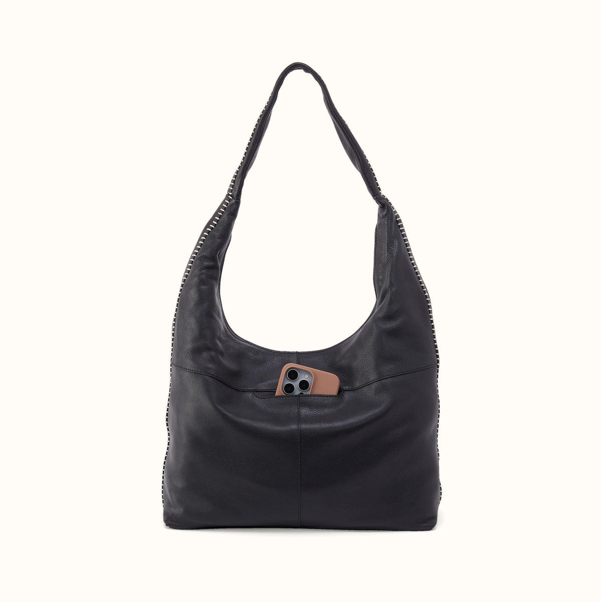 La Jolla Hobo In Cloud Leather - Black