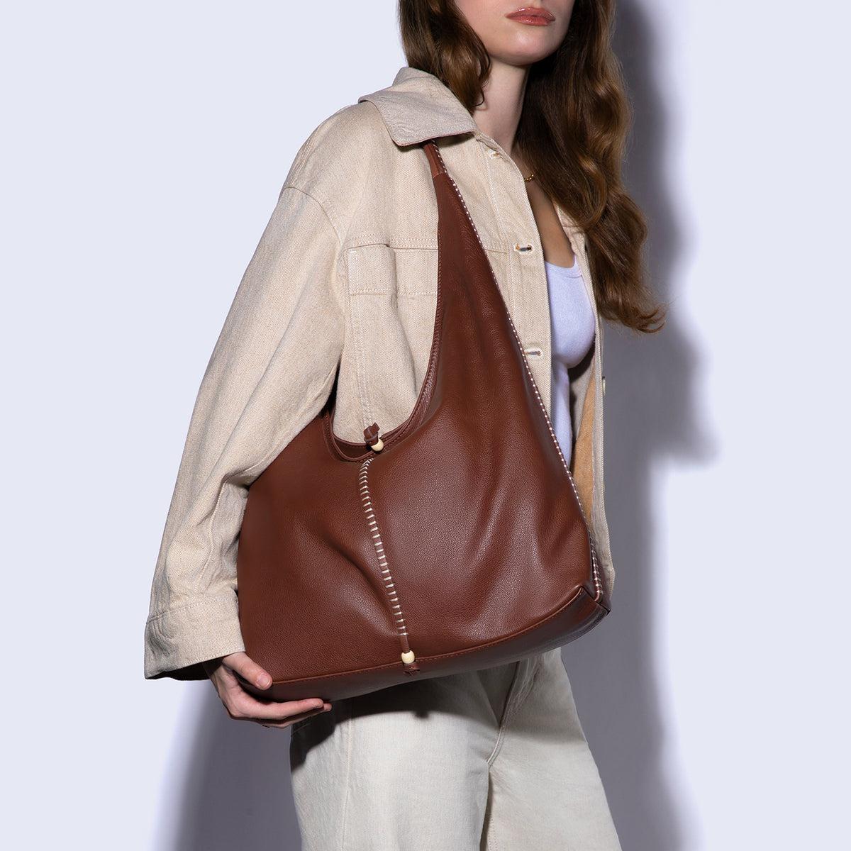 La Jolla Hobo In Cloud Leather - Cocoa Bean