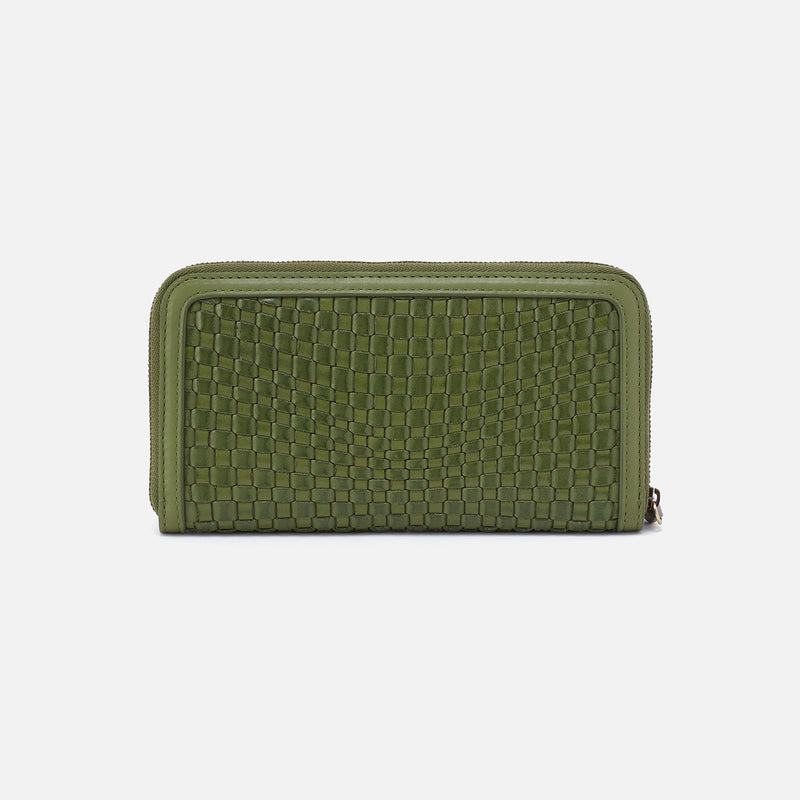 Nila Large Zip Around Continental Wallet in Wave Weave Leather - Sweet Basil