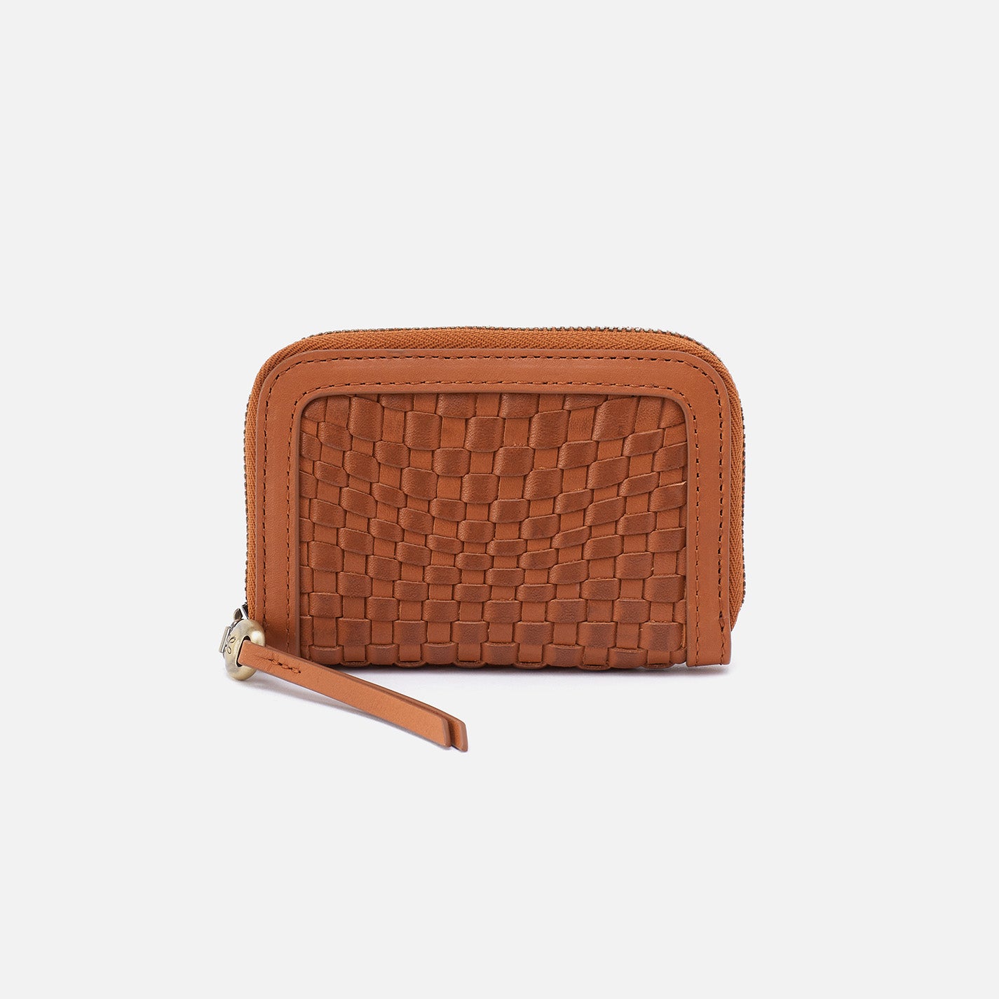 Nila Small Zip Around Wallet in Wave Weave Leather Wheat HOBO