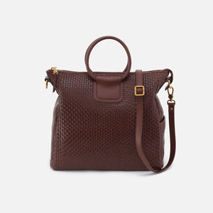 Sheila Large Satchel in Wave Weave Leather - Pecan
