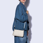 Darcy Crossbody in Woven Leather - Whitecap