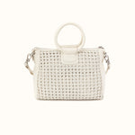 Sheila Medium Satchel in Woven Leather - Whitecap