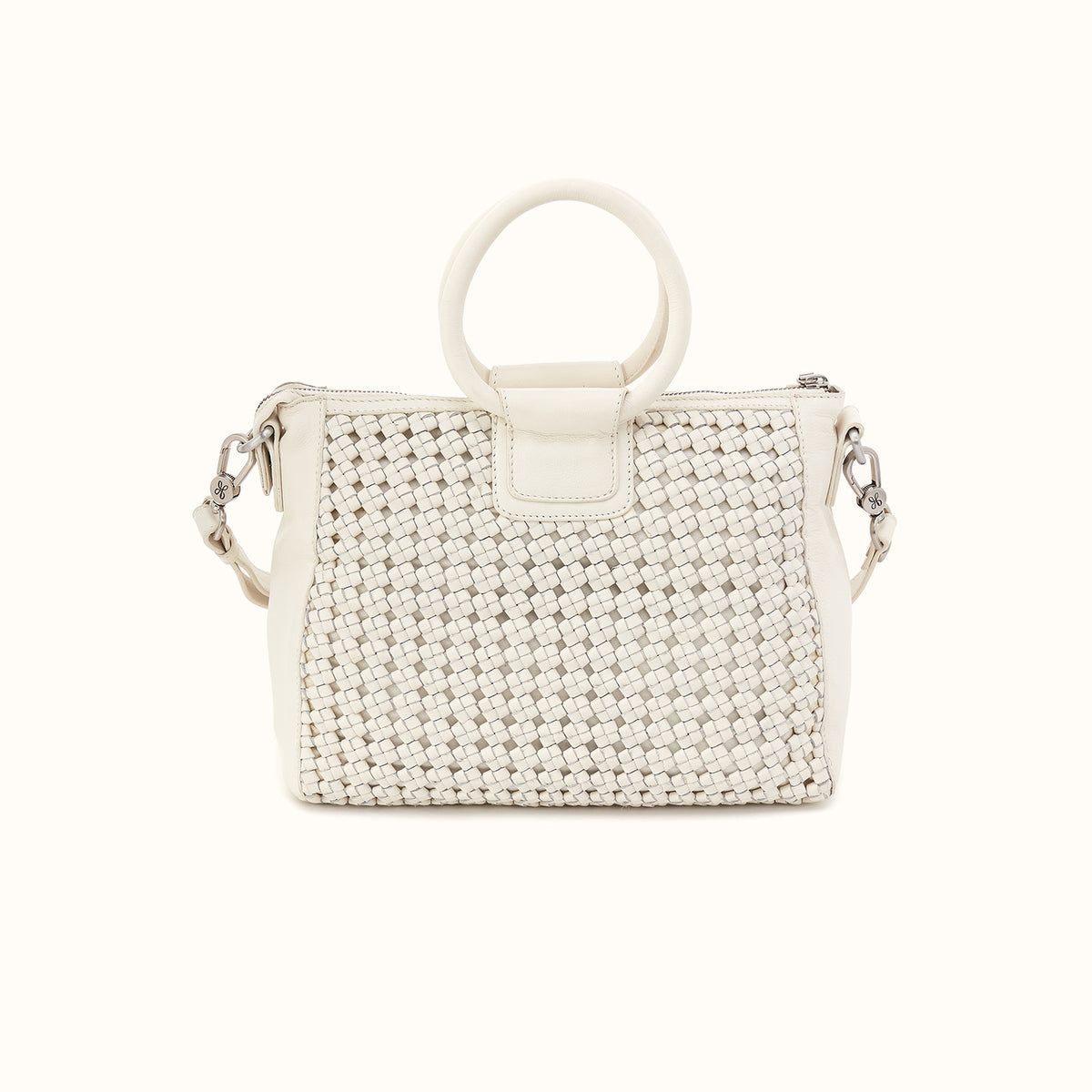 Sheila Medium Satchel in Woven Leather - Whitecap