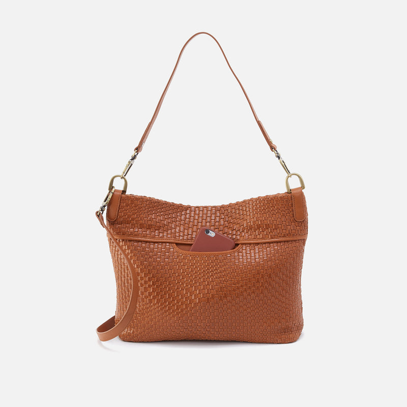 Pier Shoulder Bag in Wave Weave Leather - Wheat