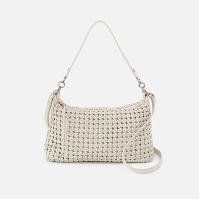 Avon Shoulder Bag in Woven Leather - Whitecap