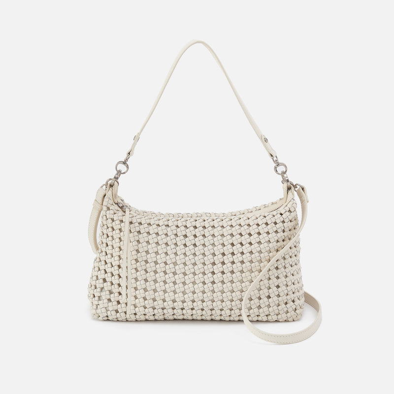 Avon Shoulder Bag in Woven Leather - Whitecap