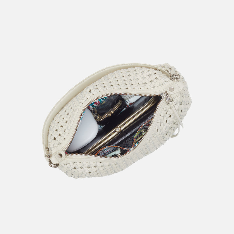 Avon Shoulder Bag in Woven Leather - Whitecap
