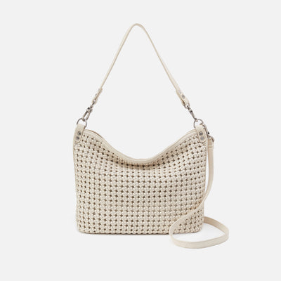 Pier Shoulder Bag in Woven Leather - Whitecap