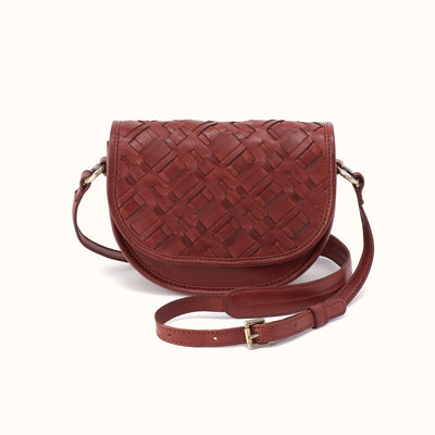 Kiva Small Crossbody In Washed Leather - Chestnut