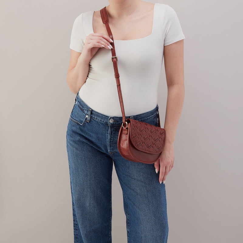 Kiva Small Crossbody In Washed Leather - Chestnut