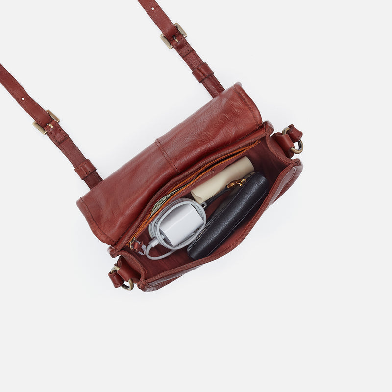 Kiva Small Crossbody In Washed Leather - Chestnut
