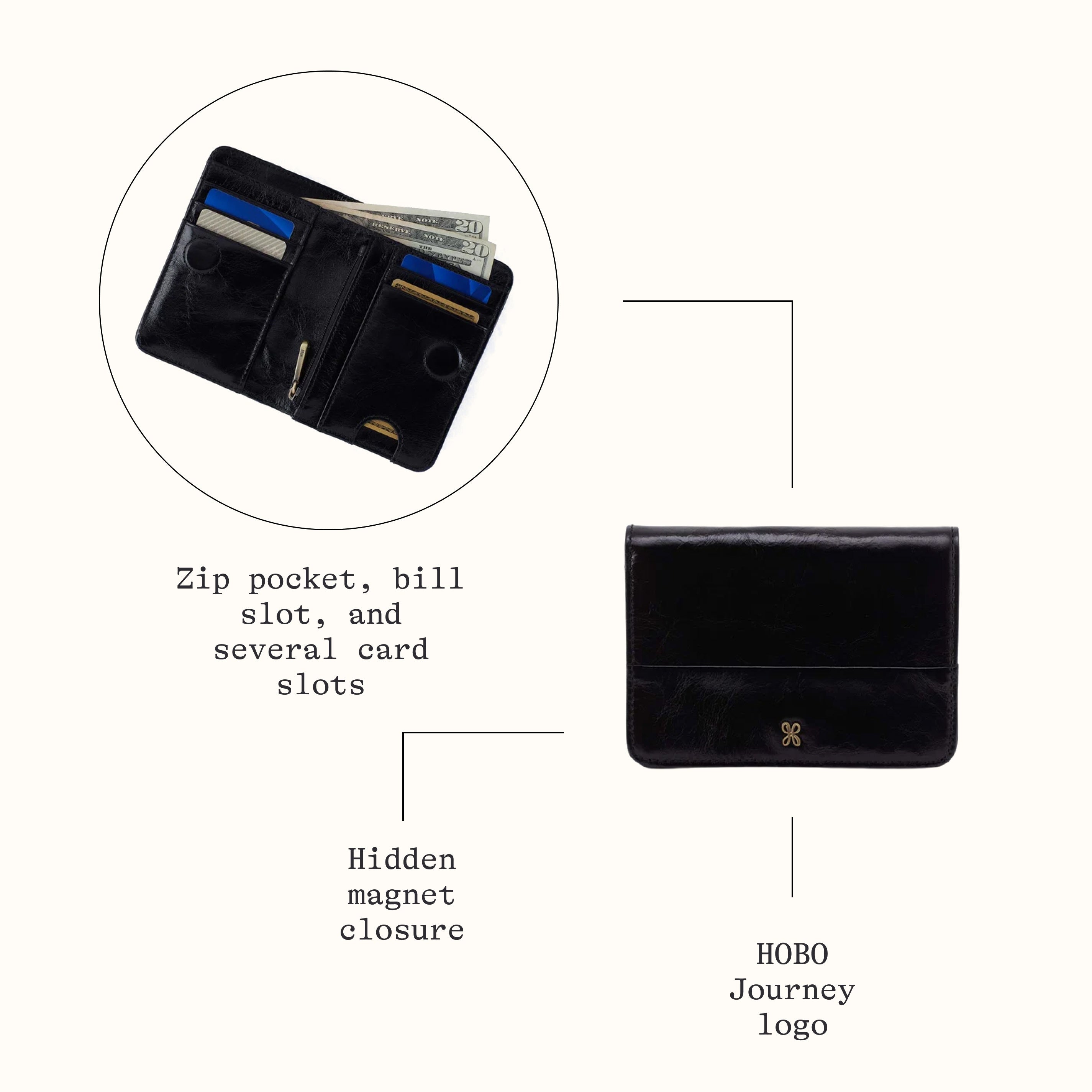 Jill Bifold Wallet In Polished Leather - Truffle – HOBO