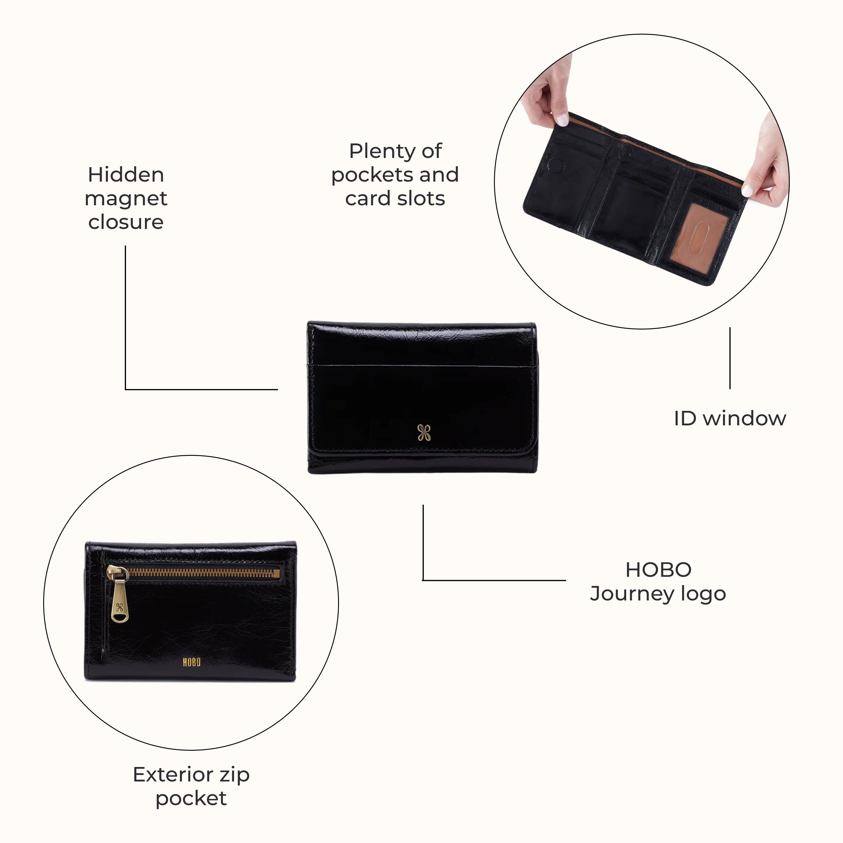 Jill Trifold Wallet in Buffed Leather - Hazel – HOBO