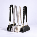 Della Frame Small Shoulder Bag in Polished Leather - Black