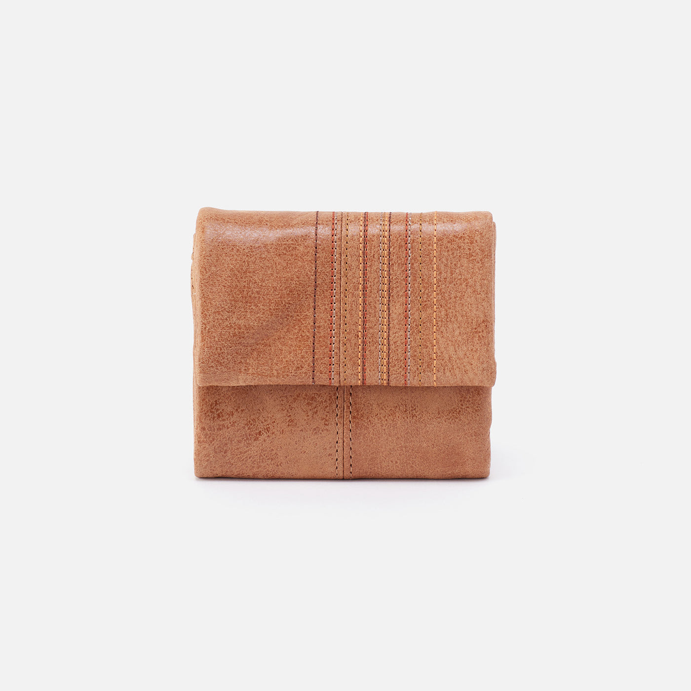 Keen Mini Trifold Compact Wallet in Buffed Leather - Tan