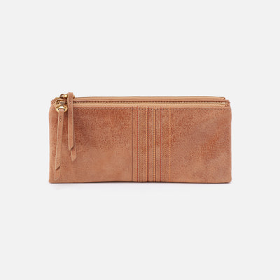 Keen Large Zip Top Continental Wallet in Buffed Leather - Tan