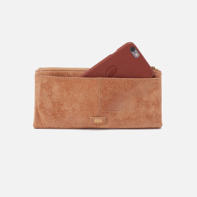 Keen Large Zip Top Continental Wallet in Buffed Leather - Tan