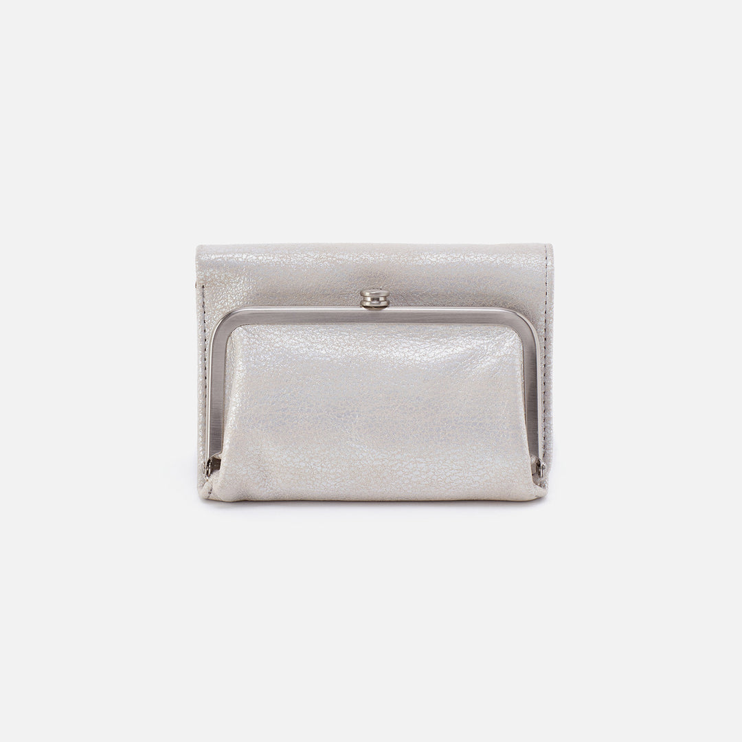 Robin Compact Wallet In Polished Leather Light Grey HOBO