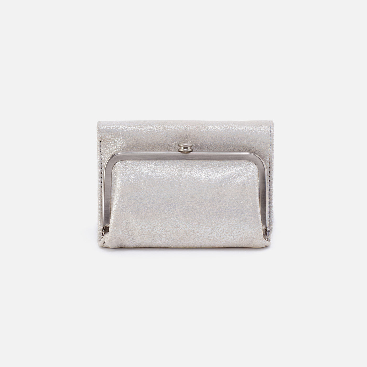 Robin Compact Wallet in Metallic Leather - Silver