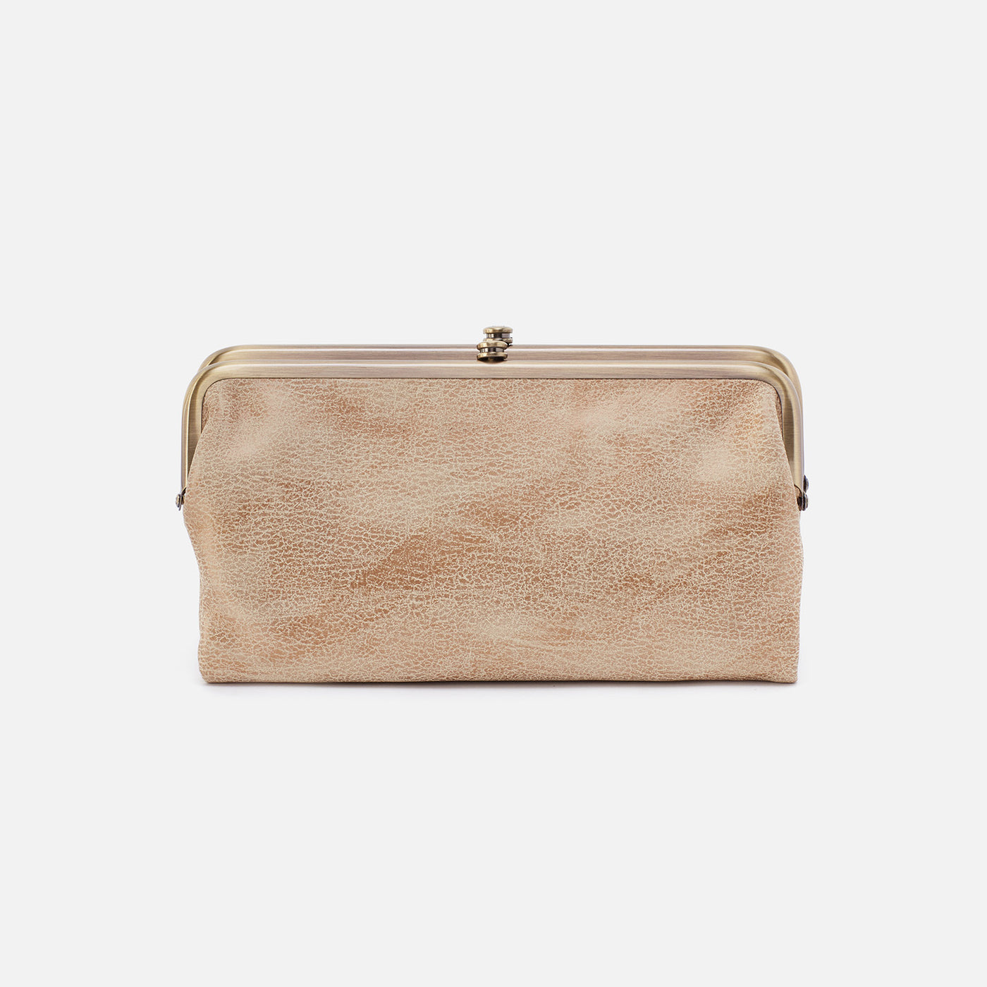 Lauren Clutch-Wallet in Metallic Leather - Gold Leaf