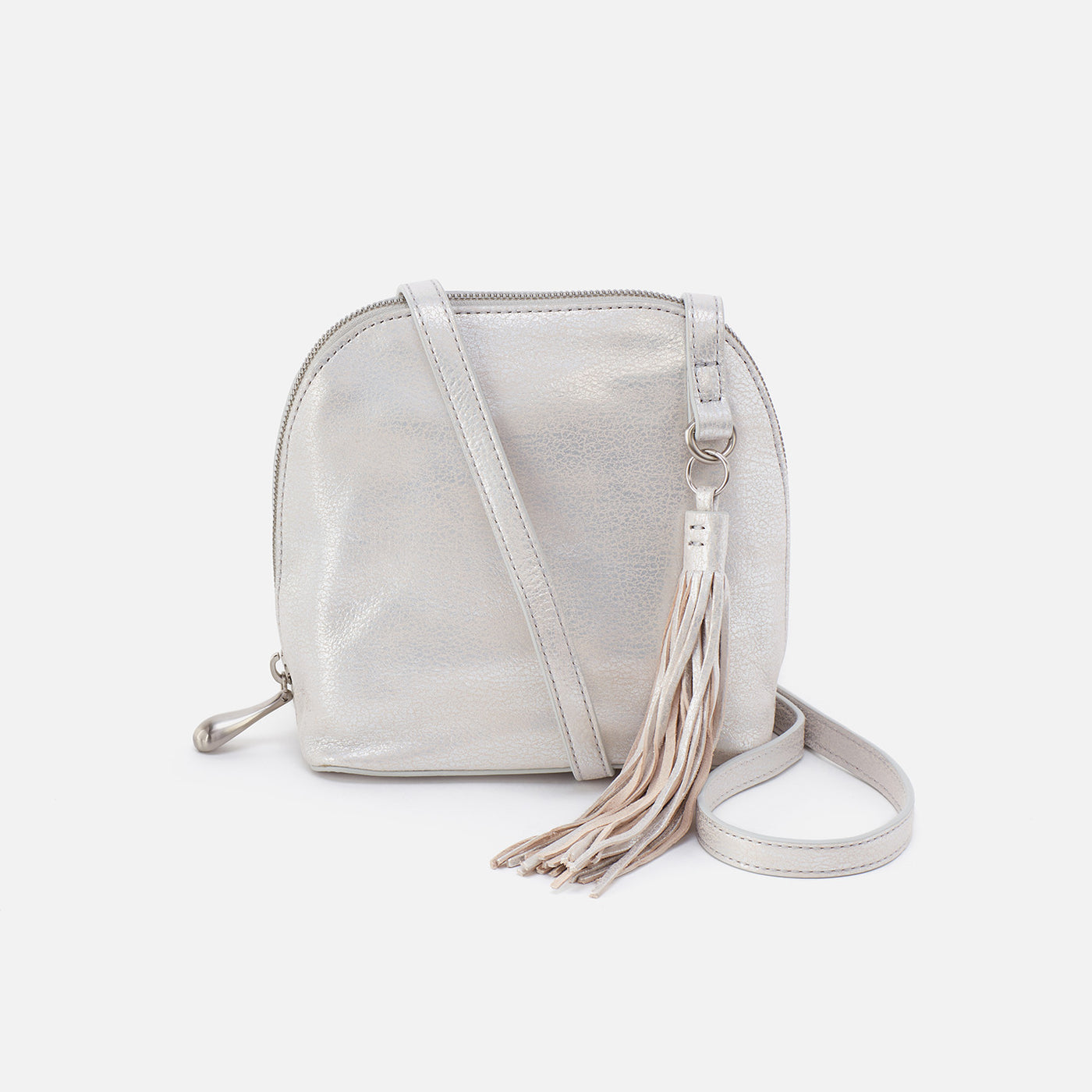 Nash Crossbody in Metallic Leather - Silver