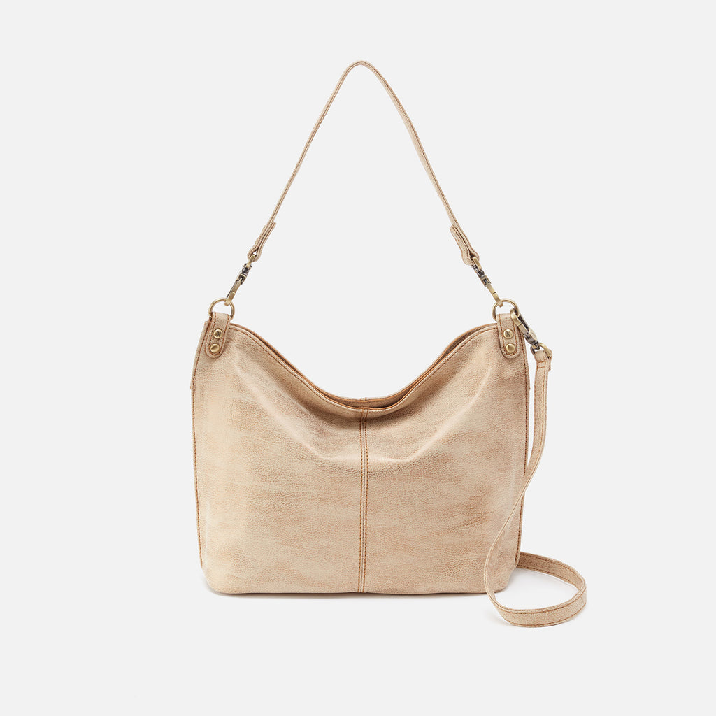 Pier Shoulder Bag in Metallic Leather Gold Leaf HOBO