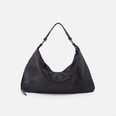 Paulette Shoulder Bag in Buffed Leather - Black