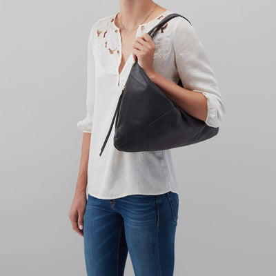 Paulette Shoulder Bag in Buffed Leather - Black