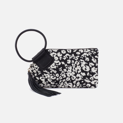 Sable Wristlet in Mixed Media - Black And White Leopard